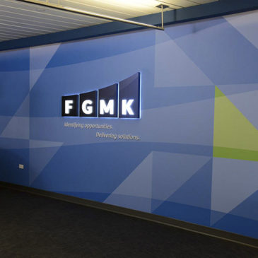 FGMK Logo Wall – Corporate and Institutional Graphic Art Programs